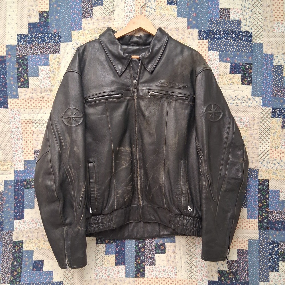 Yamaha Star Motorcycle Leather Riding Jacket Size‎ XL Black Removable Lining